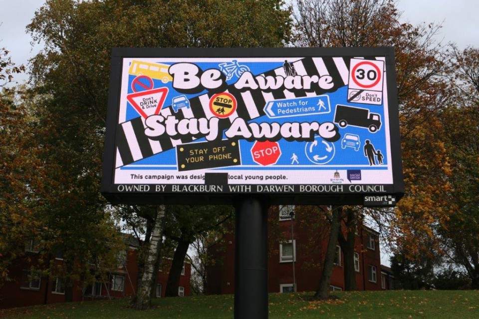 Billboard of the Be Aware Stay Aware Campaign